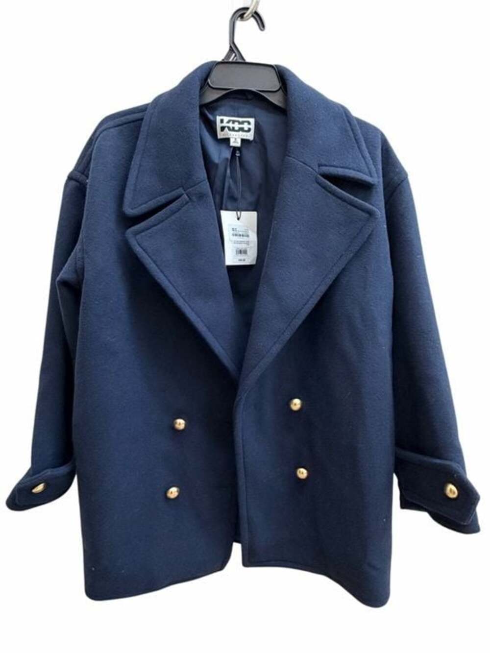 KBB by KAHLANA Navy Double-Breasted Peacoat with Gold Buttons